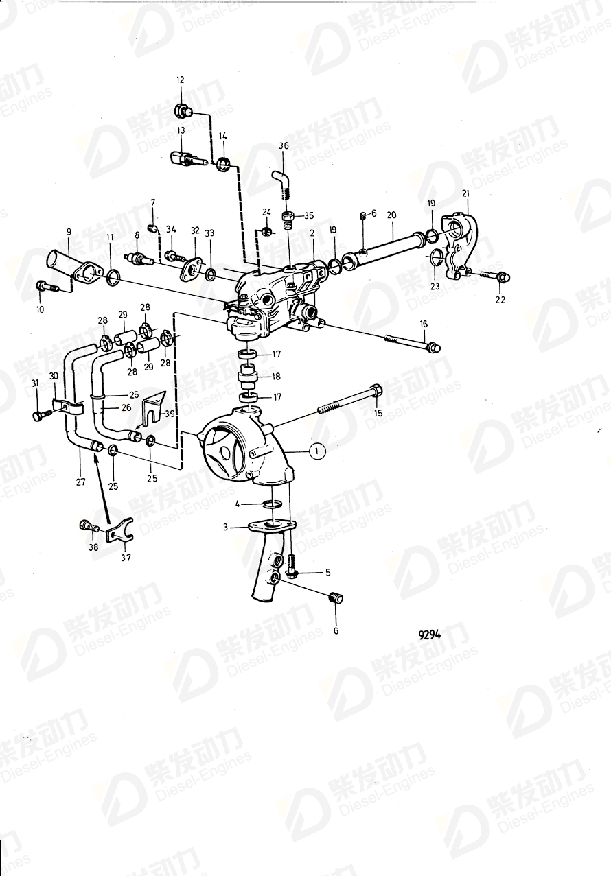 volvo penta Coolant pipe 848143 Drawing volvo penta Coolant pipe 848143 Drawing